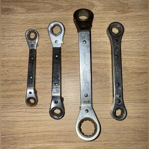 AMERICRAFT/PROTO Set of 4 Double Ratchet Wrenches. 7/16, 9/16, 3/4, 9/16.